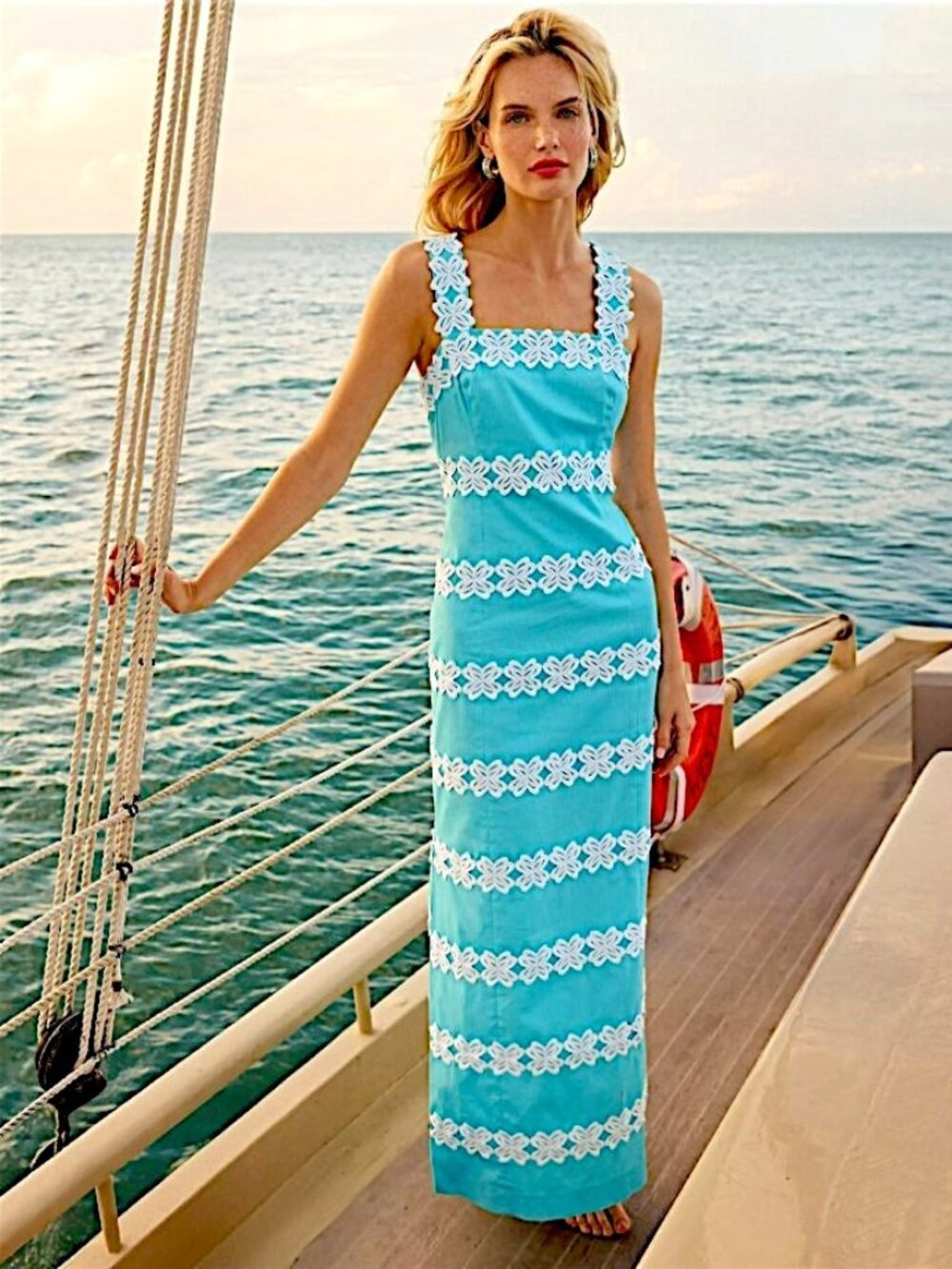 Lilly Pulitzer Davis Maxi Dress in Capri Blue NWT - Size 12